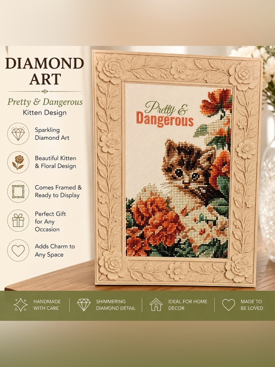 Handcrafted Other - Kitten Diamond Art Wall Decor - Sealed